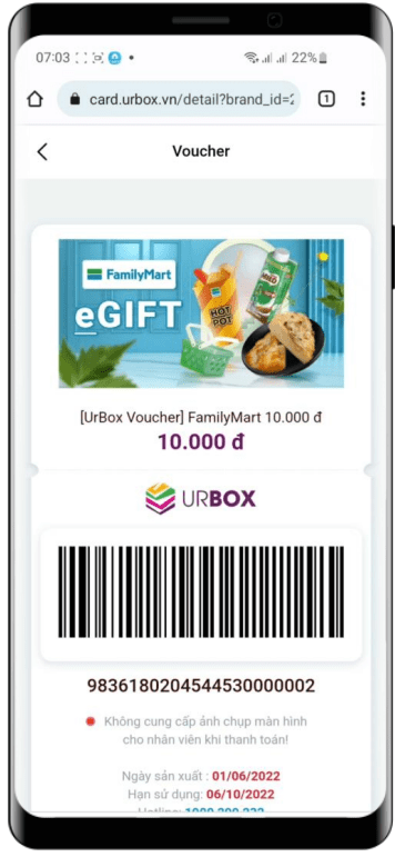 Click xem chi tiết voucher và sử dụng thanh toán tại cửa hàng